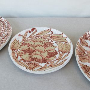Small Floral Leafed William Morris styled plate. Handmade by Jo Ceramics