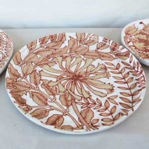Large Floral Leafed William Morris styled plate. Handmade by Jo Ceramics