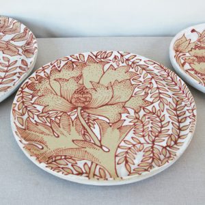 Medium Floral Leafed William Morris styled plate. Handmade by Jo Ceramics