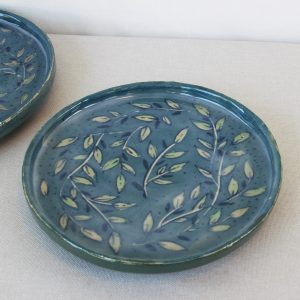 Modern blue themed small plate. Handcrafted by Jo Ceramics