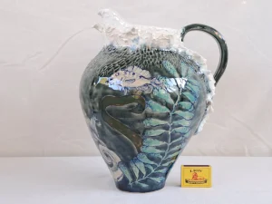 Slate green and blue decorative jug by Jo Ceramics