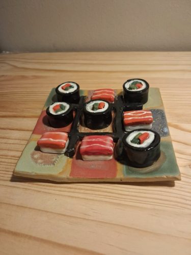 My beginner Lifestyle ceramic sushi x & o's with sushi roll as o's and nigri as x's