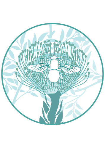 Teal Protea bee pattern inspired by W Morris. Created by Jo Ceramics